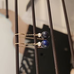 Lapis threader type earrings